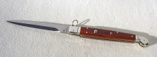 AGA CAMPOLIN 12" AUTO ITALIAN SICILIANO FIGHTING KNIFE SANTOS MAHOGANY WOOD 4 MIL BLADE N/S BOLSTERS