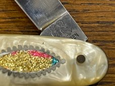 Fight'n Rooster Frank Buster Pre-1982 2-Blade Pen Knife w/Inlaid MOP Scales Germany