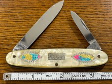 Fight'n Rooster Frank Buster Pre-1982 2-Blade Pen Knife w/Inlaid MOP Scales Germany
