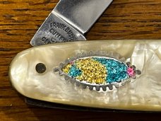 Fight'n Rooster Frank Buster Pre-1982 2-Blade Pen Knife w/Inlaid MOP Scales Germany