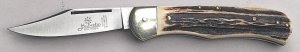 7 3/8" Hubertus Springer "Magic Knife", stag horn, NOS vintage collector knife, Germany, c.1984