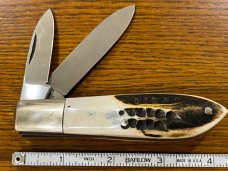 Parker Cut. Co. 2-Blade Teardrop Folding Knife w/Stag Scales