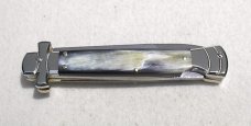 NEW A.G.A. CAMPOLIN 9" AUTOMATIC MALTESE BRAZILIAN HORN MODIFIED BAYONET BLADE SOLID N/S BOLSTERS