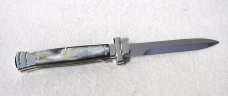 NEW A.G.A. CAMPOLIN 9" AUTOMATIC MALTESE BRAZILIAN HORN MODIFIED BAYONET BLADE SOLID N/S BOLSTERS