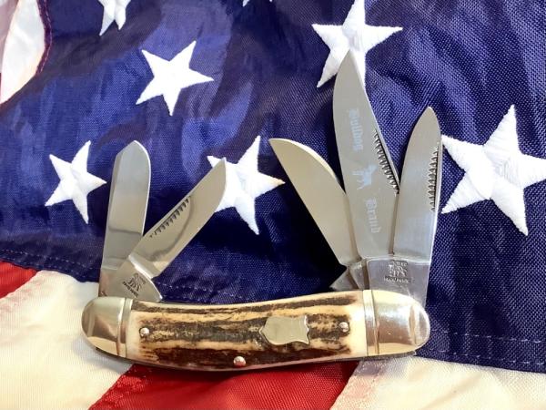 1996 Bulldog Brand 5 Blade Knife w/ Great Stag Handles -NOS & NM 1996 Bulldog Brand 5 Blade Knife w/ Great Stag Handles -NOS & NM