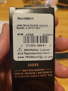 Case SODBUSTER jr, jade kinfolk jig bone