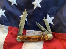 Bulldog Brand 4" Whittler Pocket Knife w/ Harvest Orange? Synthetic Handles -NOS