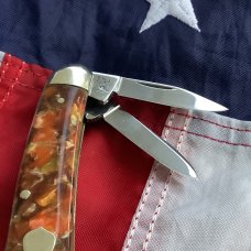 Bulldog Brand 4" Whittler Pocket Knife w/ Harvest Orange? Synthetic Handles -NOS