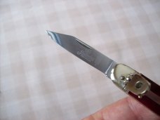 Vintage Hubertus Knife Solingen, Germany Small 08 Red Smooth Bone 5 3/4" Open Lillyput