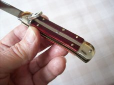 Vintage Hubertus Knife Solingen, Germany Small 08 Red Smooth Bone 5 3/4" Open Lillyput