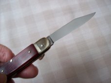 Vintage Hubertus Knife Solingen, Germany Small 08 Red Smooth Bone 5 3/4" Open Lillyput