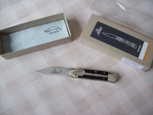 Hubertus Knife Solingen, Germany Small 08 Exotic Black Ebony Wood 5 3/4 " Open Lilyput NIB