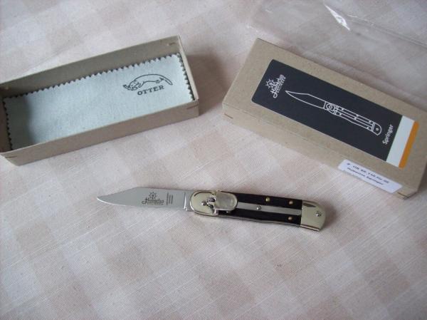 Hubertus Knife Solingen, Germany Small 08 Exotic Black Ebony Wood 5 3/4 " Open Lilyput NIB