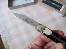 Hubertus Knife Solingen, Germany Small 08 Exotic Black Ebony Wood 5 3/4 " Open Lilyput NIB