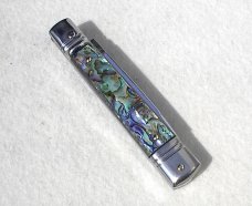 NOS AKC 8" SWITCHBLADE CLASSIC SLIM LEVER LOCK GENUINE ABALONE SHELL SWEDGE BLADE MANIAGO ITALY