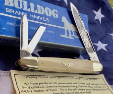 2000 Bulldog Brand Anno Domini Angelo Saxon Whittler Knife w/ Georgous Ivory Handles -1 of 60