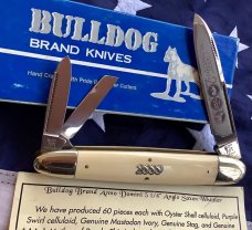 2000 Bulldog Brand Anno Domini Angelo Saxon Whittler Knife w/ Georgous Ivory Handles -1 of 60