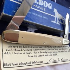2000 Bulldog Brand Anno Domini Angelo Saxon Whittler Knife w/ Georgous Ivory Handles -1 of 60