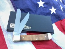 Vintage J A Henckels Trapper (HK5-GSW) Pocket Knife w/ GunStock Walnut Handles -COA & Orig Box