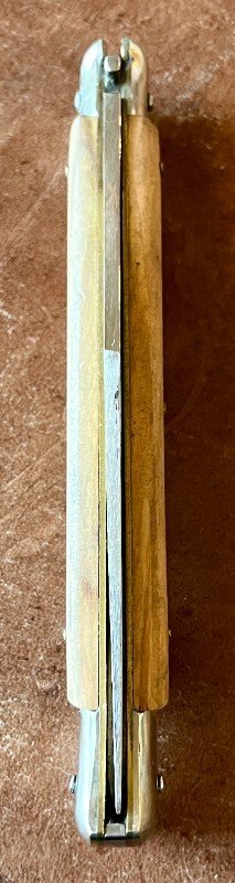 Vintage Falcon ITALY 10 Inch Lockback Fish Shape Folding Knife, Olive Wood Handle, Unused 