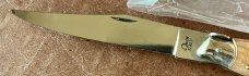 Vintage Falcon ITALY 10 Inch Lockback Fish Shape Folding Knife, Olive Wood Handle, Unused 