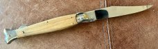 Vintage Falcon ITALY 10 Inch Lockback Fish Shape Folding Knife, Olive Wood Handle, Unused 