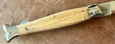 Vintage Falcon ITALY 10 Inch Lockback Fish Shape Folding Knife, Olive Wood Handle, Unused 