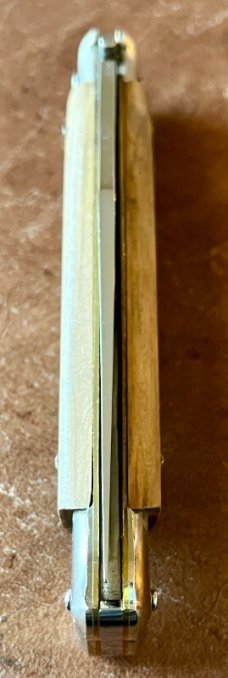 Vintage Falcon ITALY 8 Inch Lockback Fish Shape Folding Knife, Olive Wood Handle, Unused 