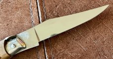 Vintage Falcon ITALY 8 Inch Lockback Fish Shape Folding Knife, Olive Wood Handle, Unused 