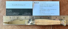 Vintage Falcon ITALY 8 Inch Lockback Fish Shape Folding Knife, Olive Wood Handle, Unused 
