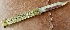 Vintage Balisong Butterfly Knife From Pakistan, Nice Brass Handles, Original Box, Unused #2