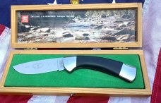 Vintage J A Henckels Single Blade Lock back Large Hunting/Hunter knife in wood display box