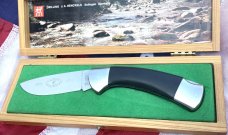 Vintage J A Henckels Single Blade Lock back Large Hunting/Hunter knife in wood display box