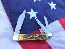 J A Henckels Whittler Pocket Knife w/ great Stag Handles +Red Shield -NOS