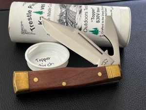 Trestle Pine Knives Burch Wood Topper NIT