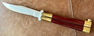 Vintage Compass Industries (CI) Balisong aka Butterfly Knife, Micarta Handle, Japan, Unused