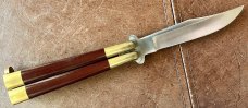 Vintage Compass Industries (CI) Balisong aka Butterfly Knife, Micarta Handle, Japan, Unused 