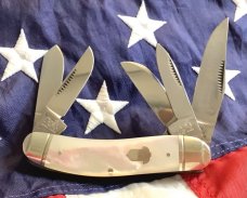 1996 Bulldog Brand 5 Blade Knife w/ fantastic Mother of Pearl Handles -NOS 
