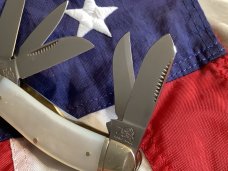1996 Bulldog Brand 5 Blade Knife w/ fantastic Mother of Pearl Handles -NOS 
