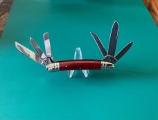  Bulldog Brand Hammer Forged Solingen Germany 1998 Red Bone "Tobacco" 6 Blade Congress Knife