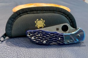 Spyderco Limited Number Delica C10JBBP with Blue-Colored Jigged-Bone Handle