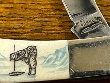 Parker Single-Blade Lockback Knife w/Scrimshaw Smooth Bone Scales Japan 