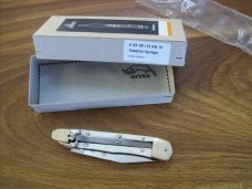 Hubertus Knife Solingen, Germany Size 10 Medium Clip-Point White Bone NIB