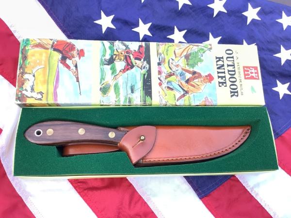 Rare! J A Henckels Heavy Duty Fixed Blade Hunter Knife w/ Wood Handles in Original box Rare! J A Henckels Heavy Duty Fixed Blade Hunter Knife w/ Wood Handles in Original box