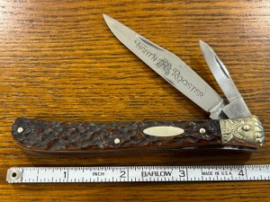 Fight'n Rooster Frank Buster Farmer's Jack Knife w/Picbone Scales & Ornate Gold Plated Bolster Germa