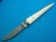 CUSTOM TUSK ANTLER TOOTH FANG BONE DAMASCUS FIXED BLADE DIRK BOOT DAGGER KNIFE KNIVES SHEATH OLD