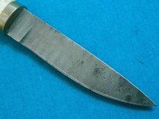 CUSTOM TUSK ANTLER TOOTH FANG BONE DAMASCUS FIXED BLADE DIRK BOOT DAGGER KNIFE KNIVES SHEATH OLD