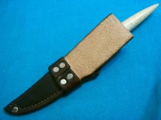 CUSTOM TUSK ANTLER TOOTH FANG BONE DAMASCUS FIXED BLADE DIRK BOOT DAGGER KNIFE KNIVES SHEATH OLD