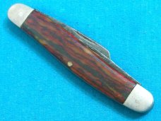 VINTAGE 4 LINE CAMILLUS FANCY RED BLACK CANDY STRIPE SWIRL STOCKMAN FOLDING POCKET KNIFE KNIVES OLD