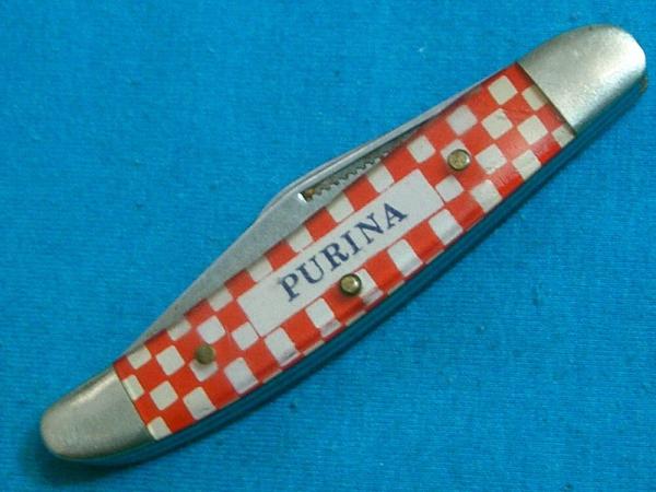 VINTAGE UTICA STAINLESS JAPAN 32148 PURINA ADVERTISING STOCKMAN FOLDING POCKET KNIFE KNIVES OLD AD VINTAGE UTICA STAINLESS JAPAN 32148 PURINA ADVERTISING STOCKMAN FOLDING POCKET KNIFE KNIVES OLD AD